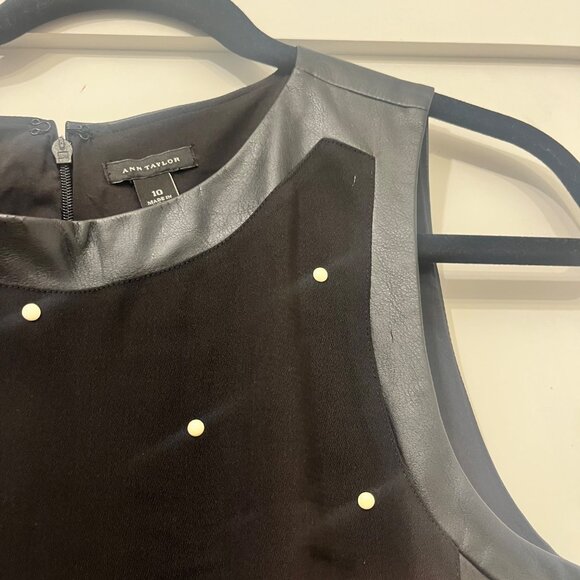 Ann Taylor Size 10 Faux Leather And Pearl Dress - Picture 2 of 5